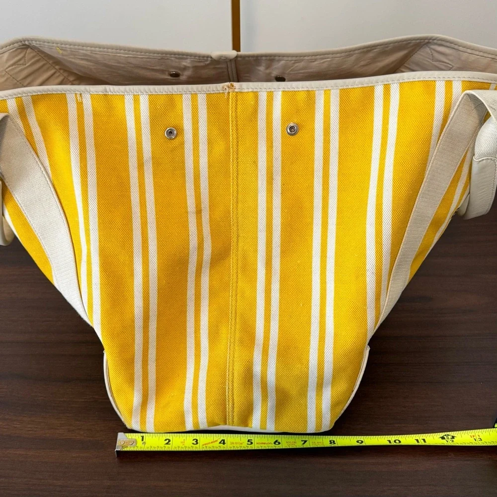 ✨ Balenciaga Paris Yellow Striped Canvas Tote w/ Pouch ✨ - Picture 11 of 16